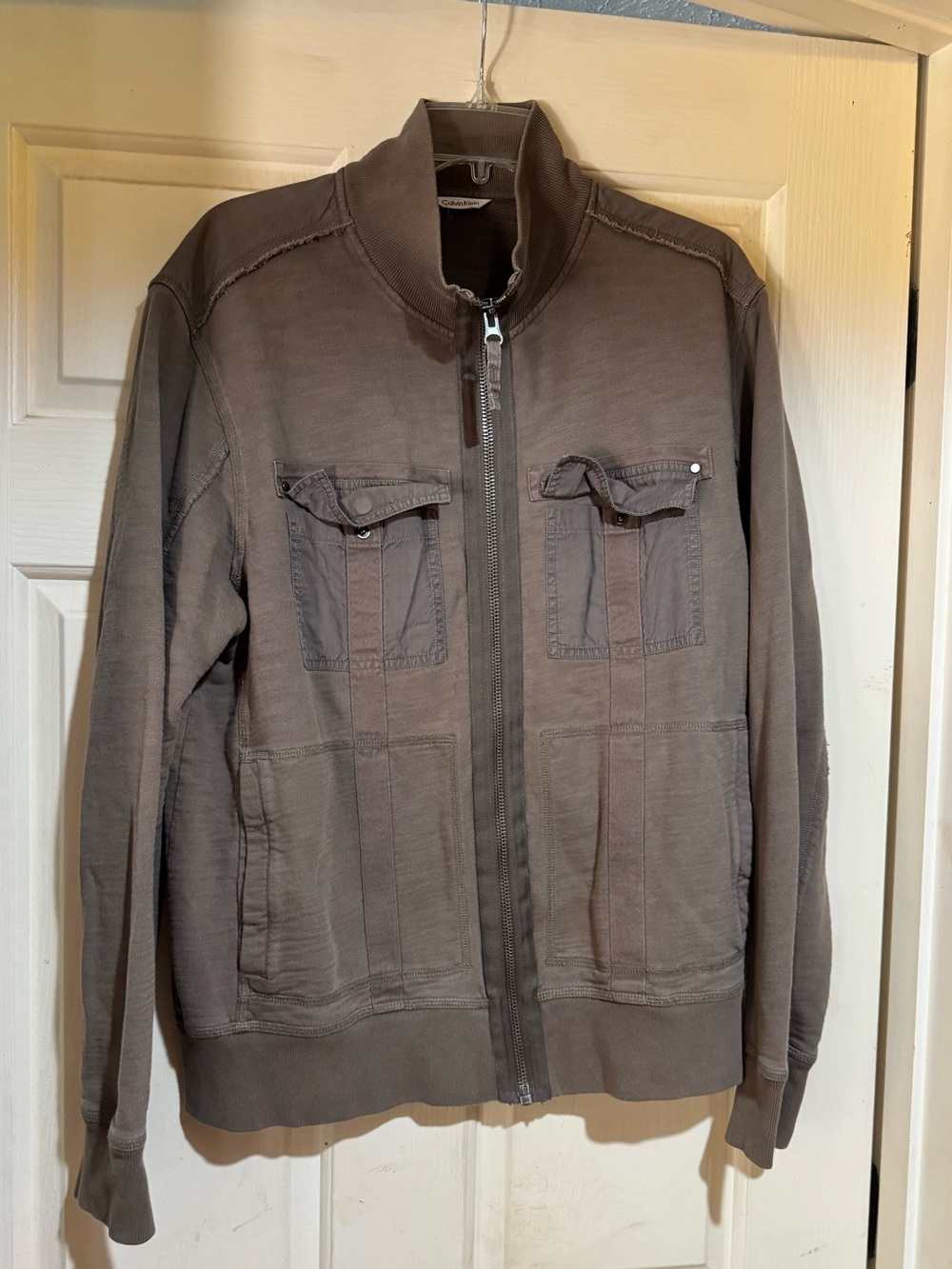 Calvin Klein Men's Zip-Up Shirt Jacket in Taupe